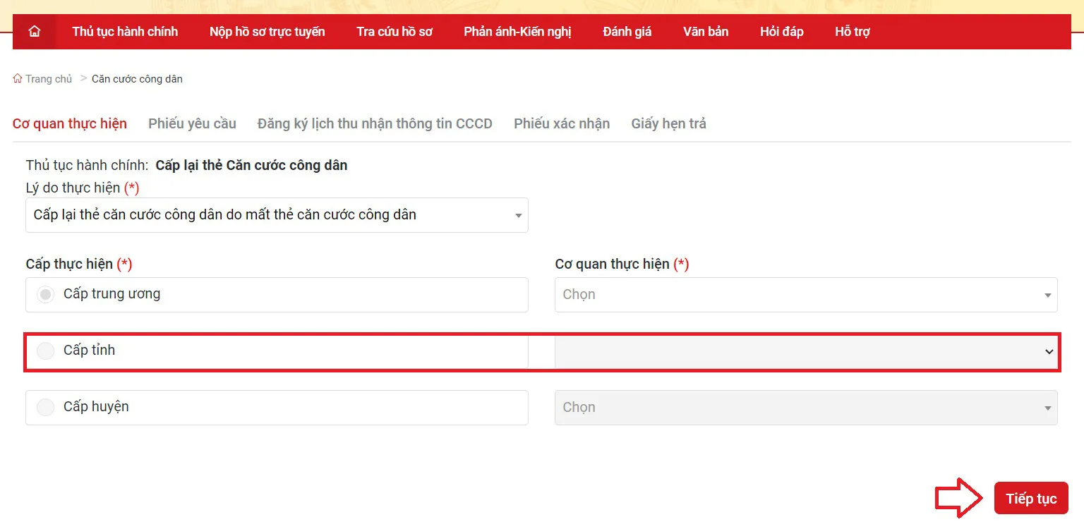 Chọn cơ quan thực hiện