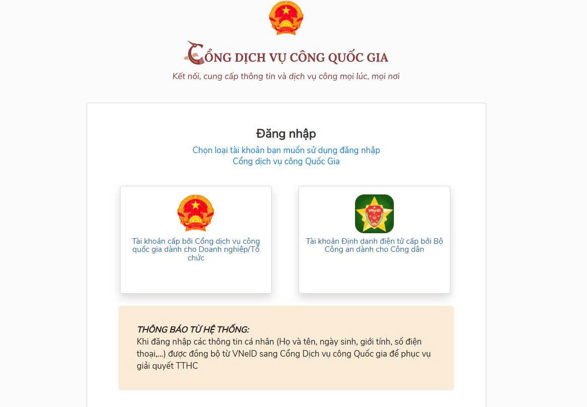 Bước 3: Chọn loại tài khoản đăng nhập