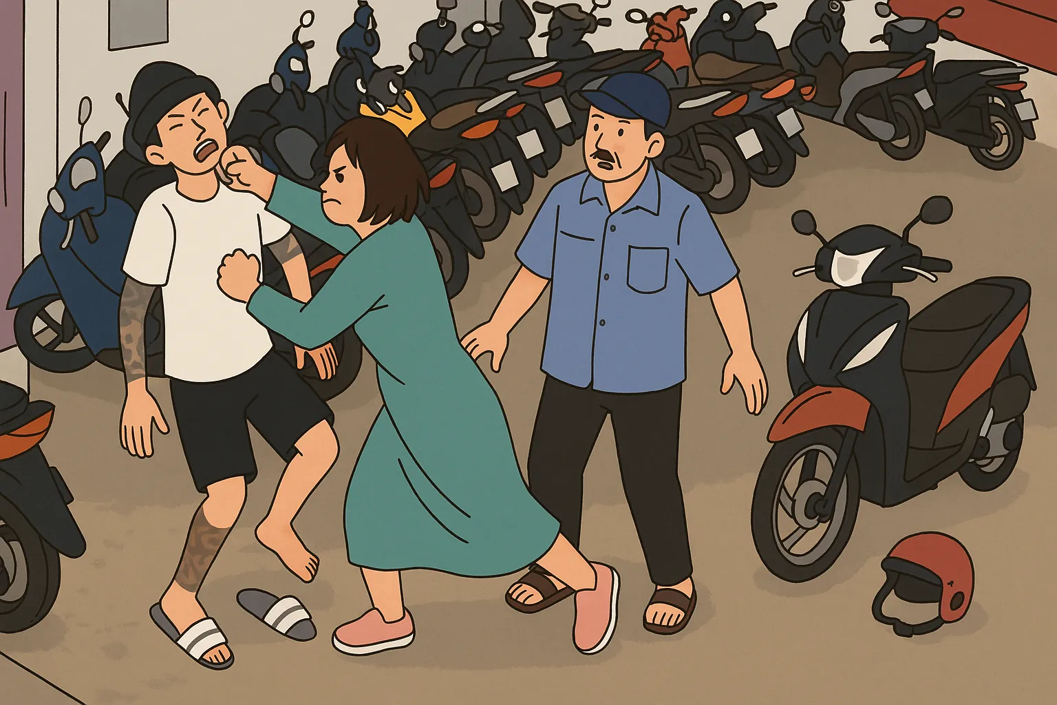 Phòng vệ chính đáng qua tình huống cô gái đánh trả thanh niên xăm trổ