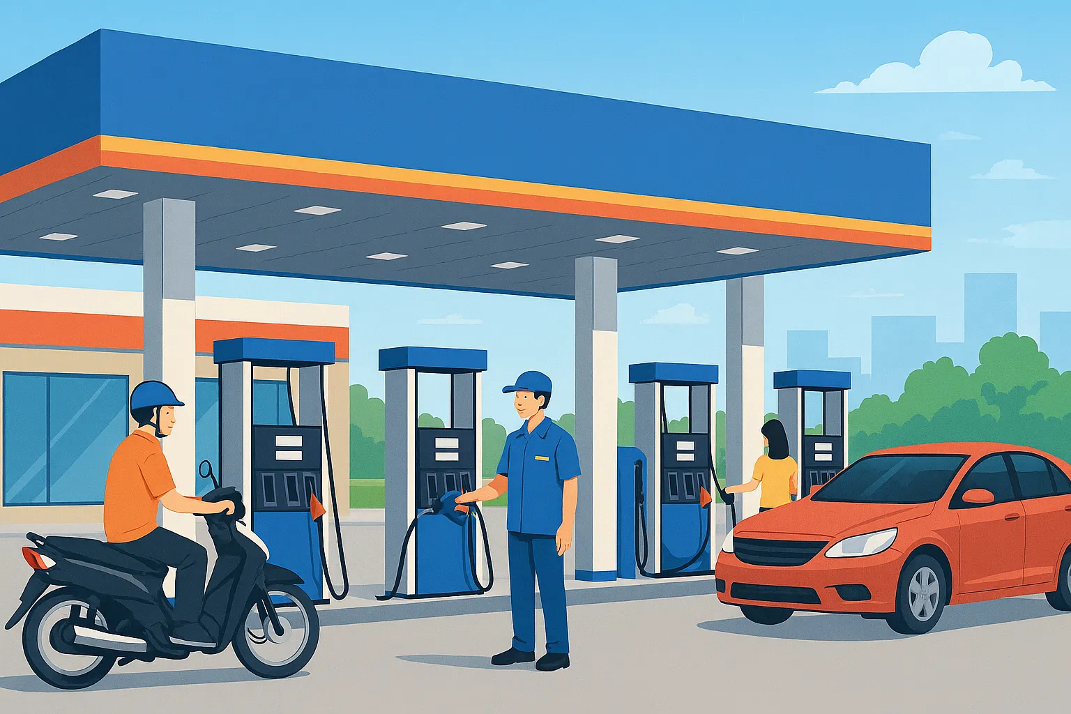 Các cột bơm xăng cho khách hàng gọi là trạm xăng hay cửa hàng xăng dầu?