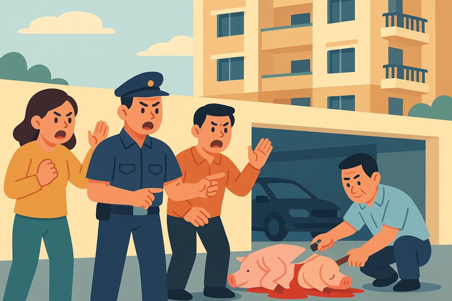 Giết mổ gia súc trong khu vực nhà chung cư có bị cấm không?