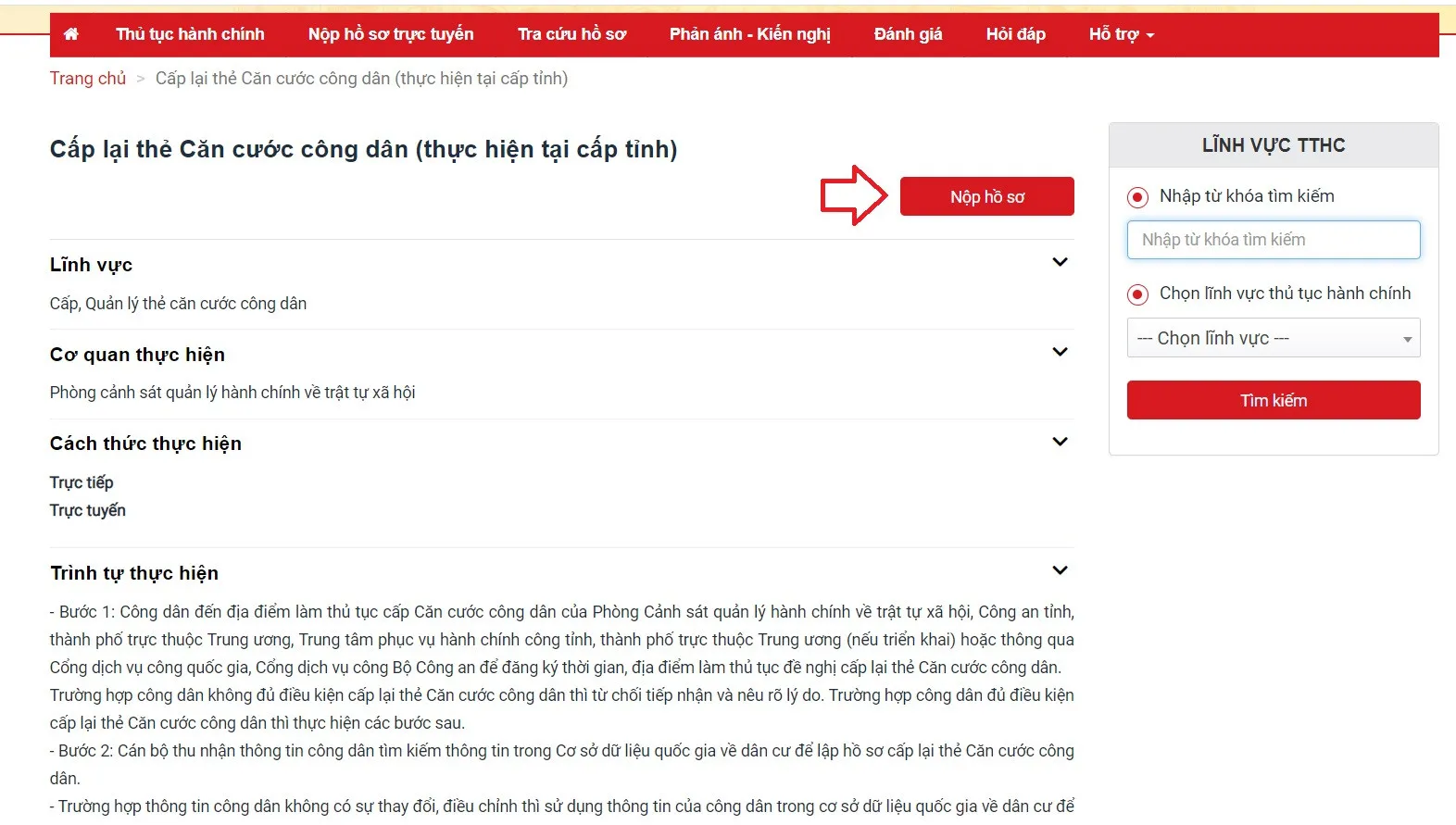 Nhấn nộp hồ sơ