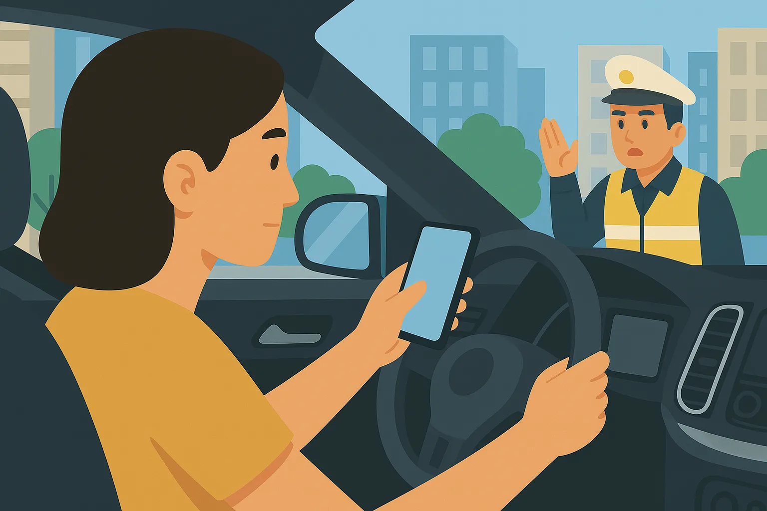 Cầm điện thoại khi điều khiển xe ô tô nhưng không sử dụng có bị phạt không?