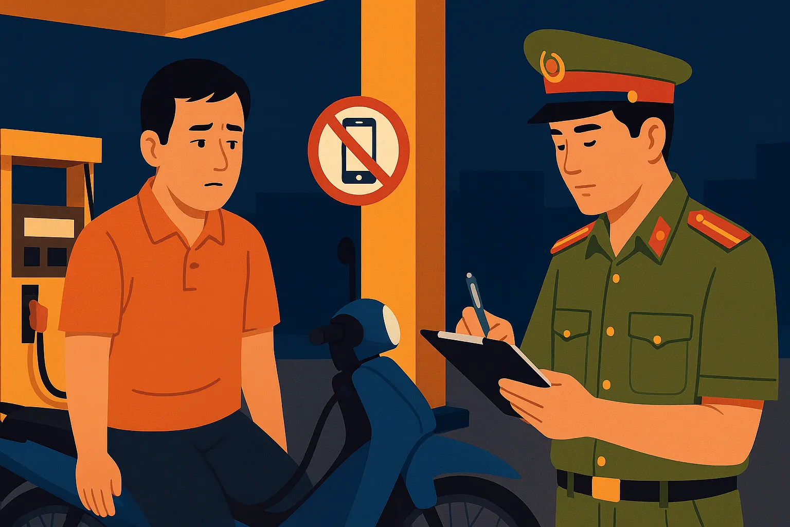 Sử dụng điện thoại trong cửa hàng xăng dầu bị phạt bao nhiêu tiền?