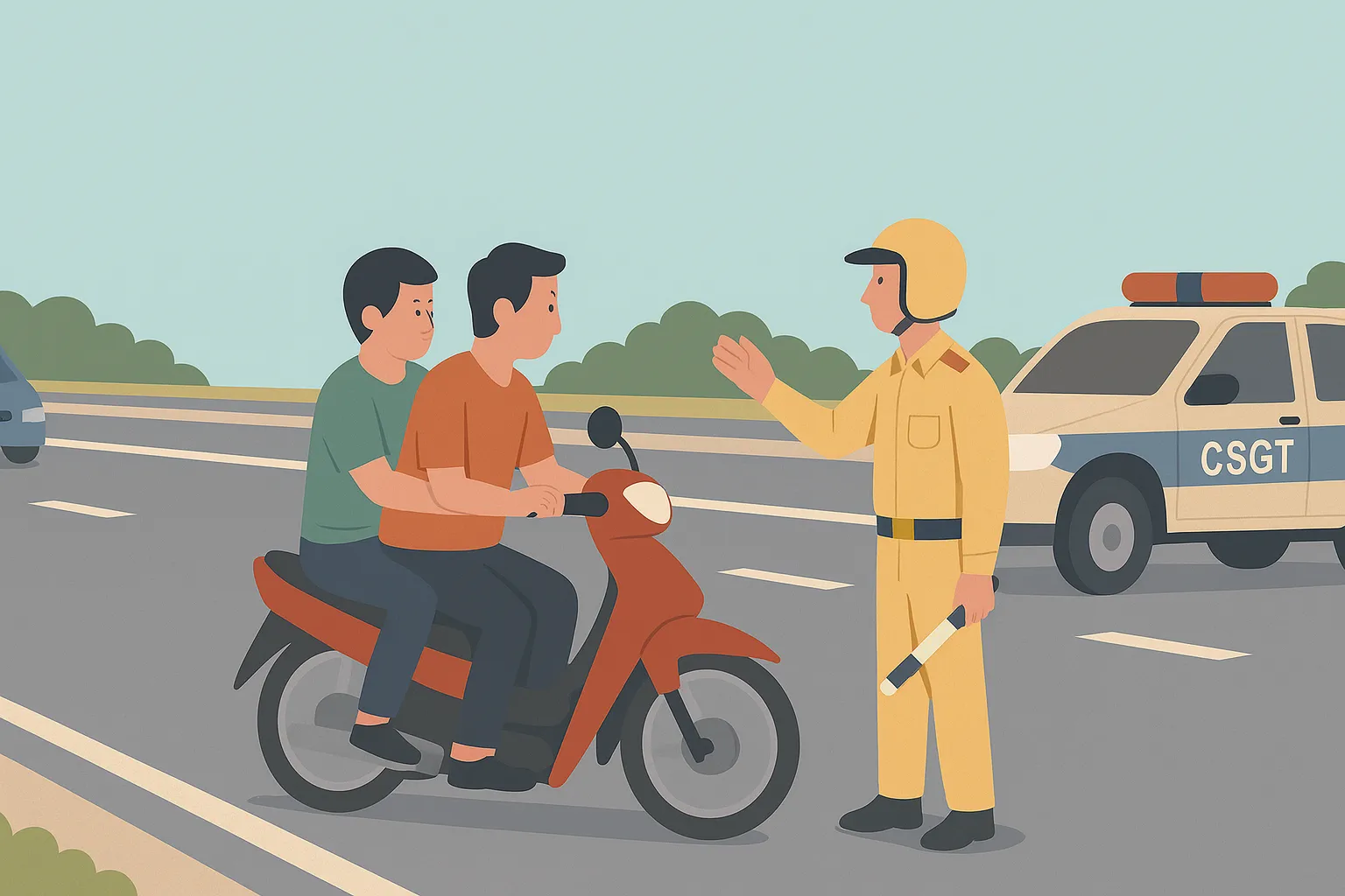 Ngồi phía sau vòng tay qua người phía trước để điều khiển xe máy bị phạt bao nhiêu tiền?