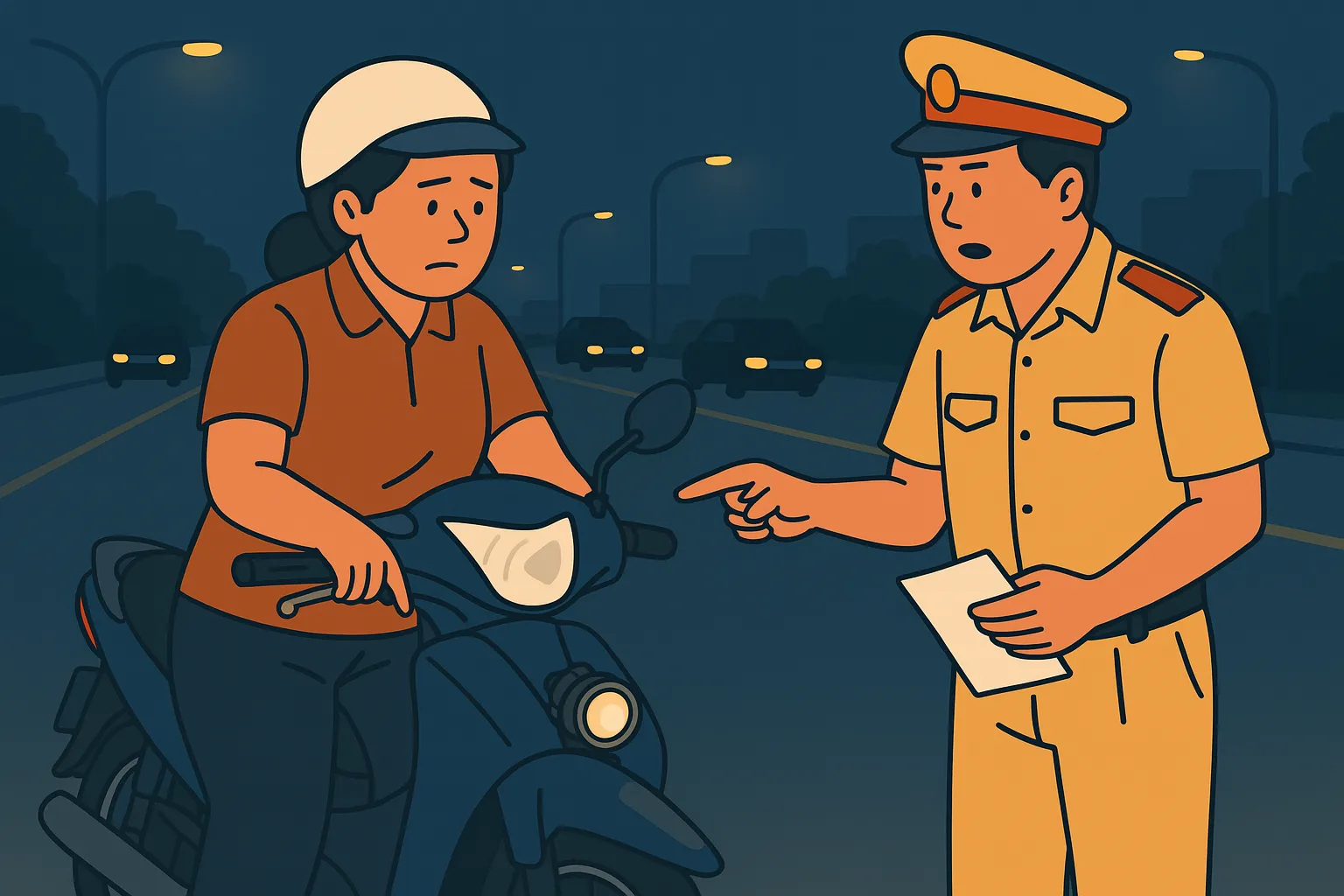 Tình huống giả định - Độ đèn xe gắn máy có bị trừ điểm giấy phép lái xe không?