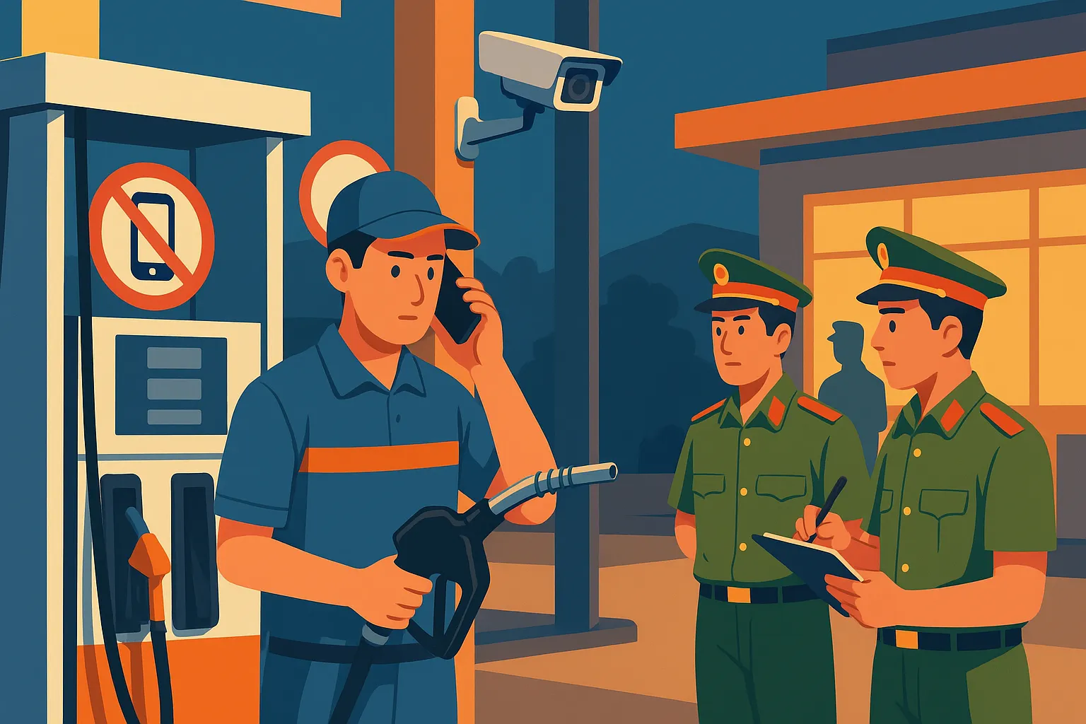 Sử dụng điện thoại trong cửa hàng xăng dầu bị phạt bao nhiêu tiền?