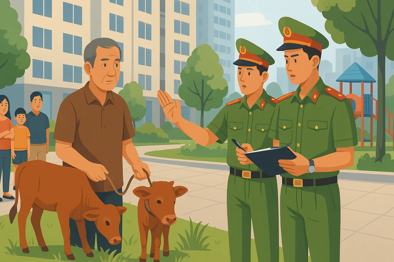 Tình huống giả định - Chăn thả gia súc, gia cầm trong khuôn viên chung cư có bị phạt không?