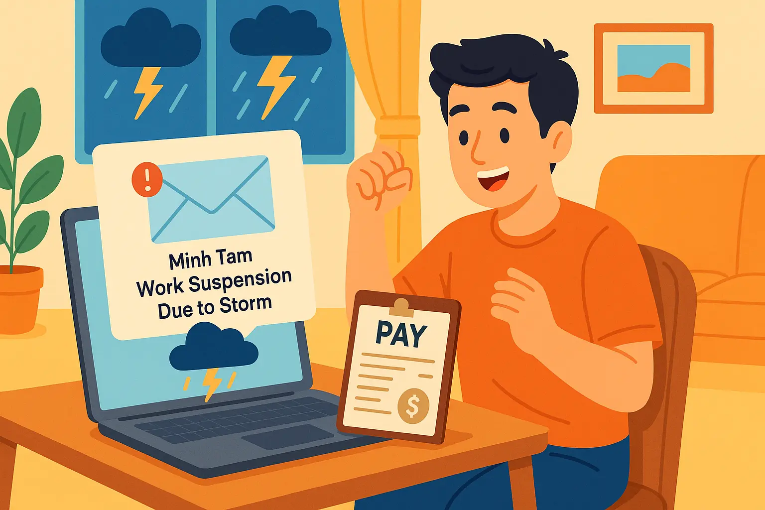 Nhân viên nghỉ làm trong ngày bão có được hưởng lương không?