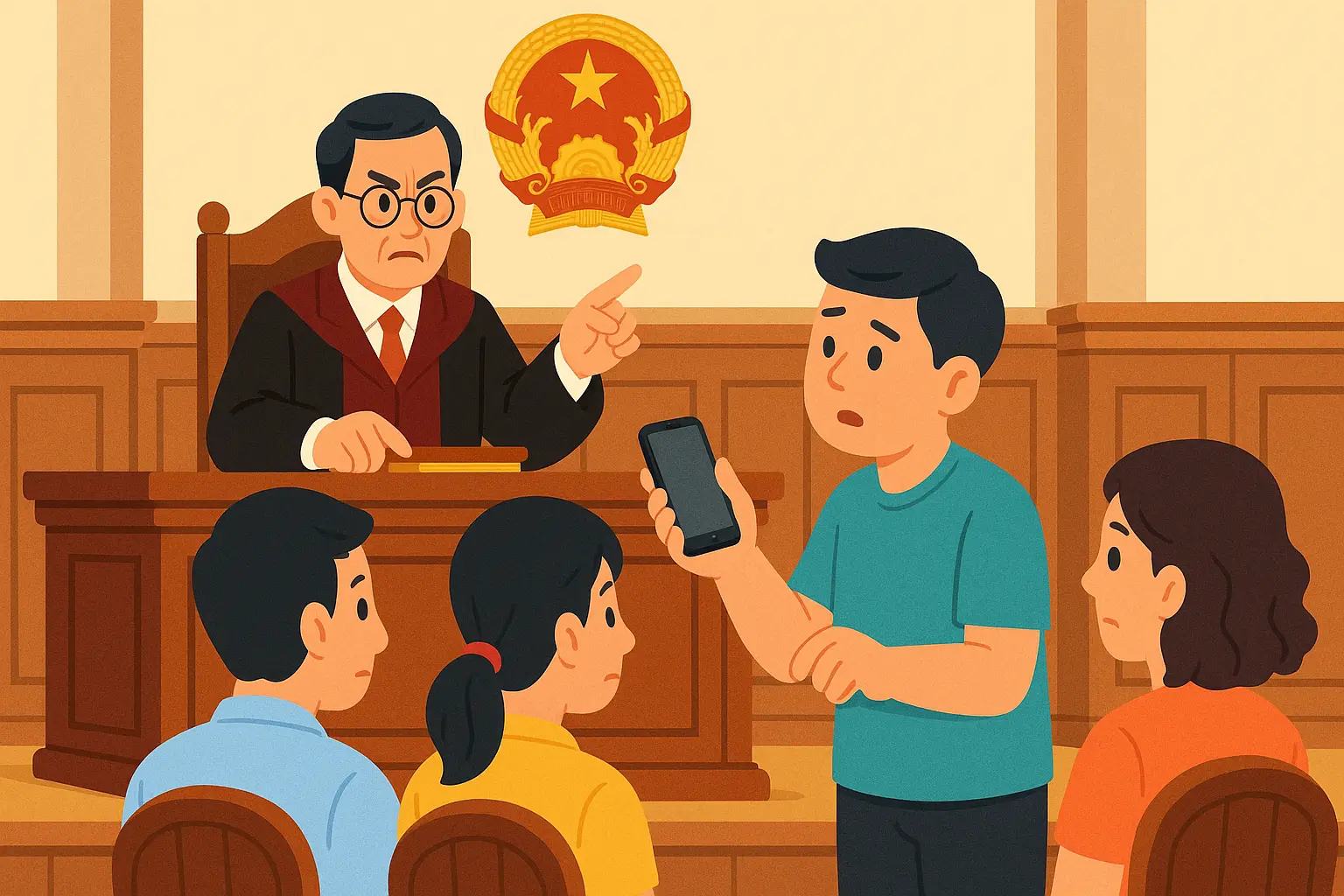 Có được sử dụng điện thoại di động trong phiên tòa xét xử vụ án dân sự không?