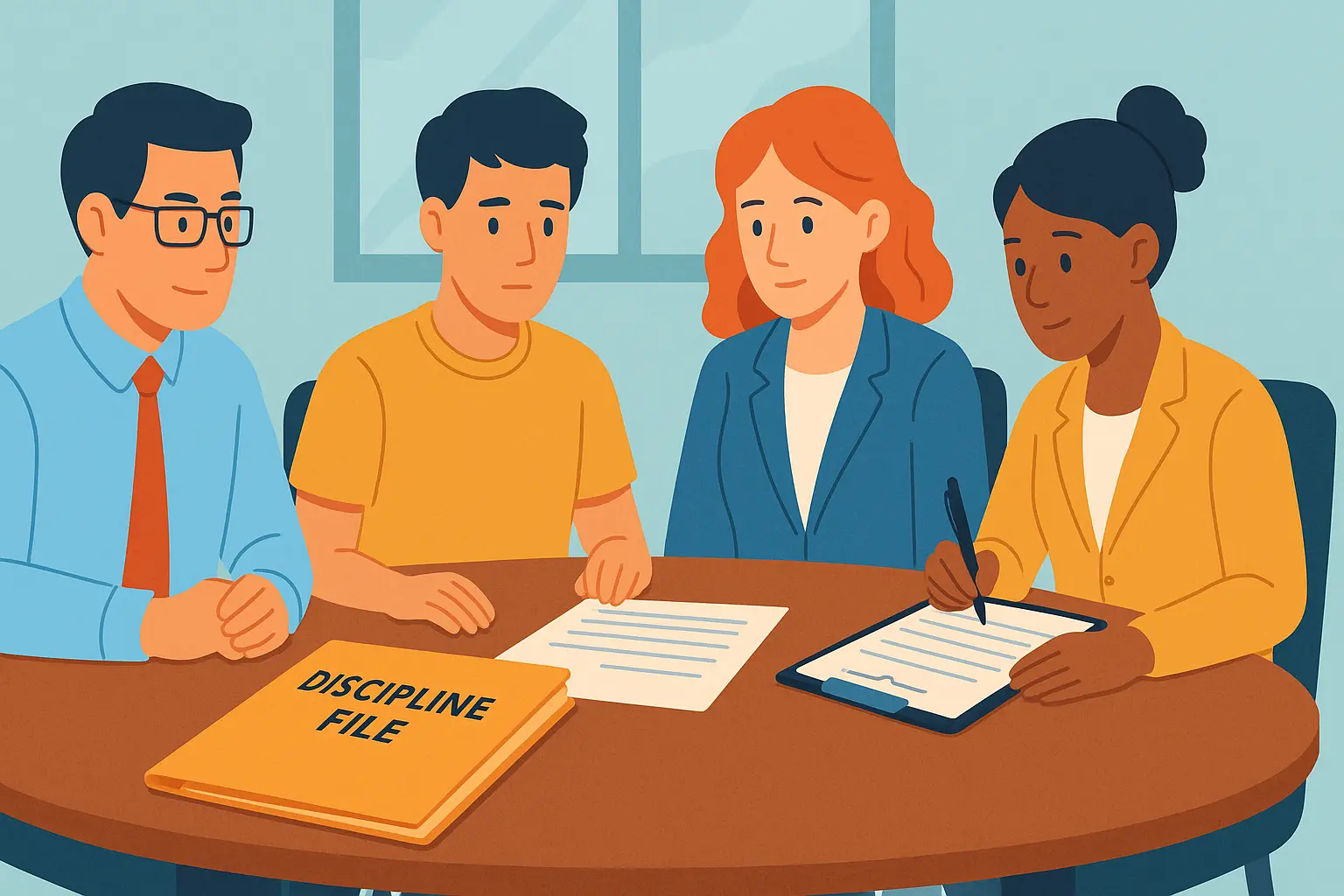 1. Những ai phải có mặt trong buổi họp kỷ luật người lao động?