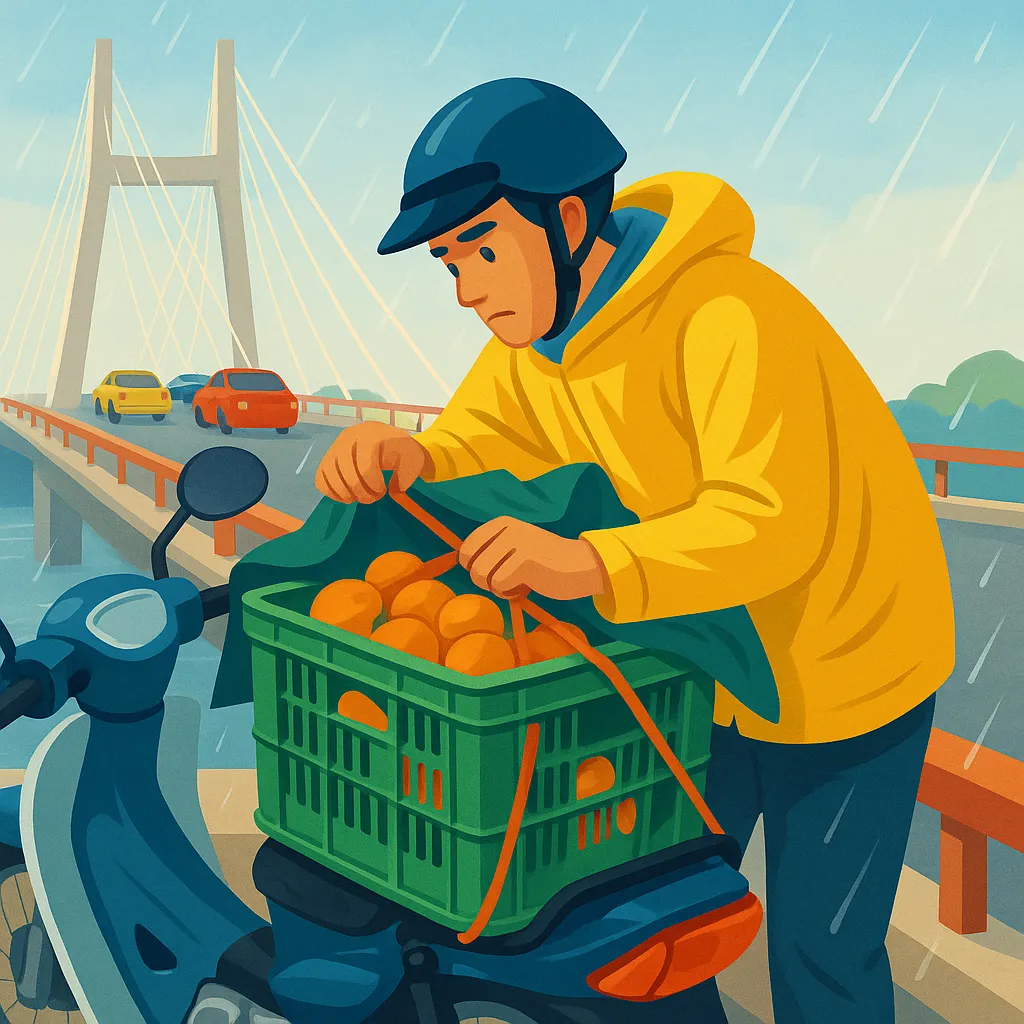 Dừng xe trên cầu mặc áo mưa bị xử phạt bao nhiêu?