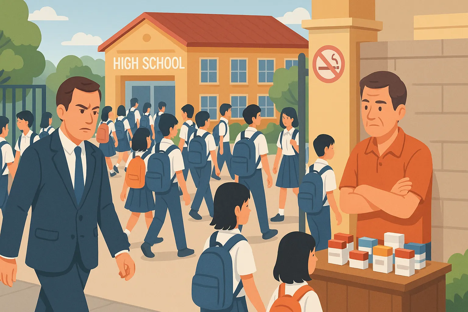 Bán thuốc lá trước cổng trường có vi phạm pháp luật không?