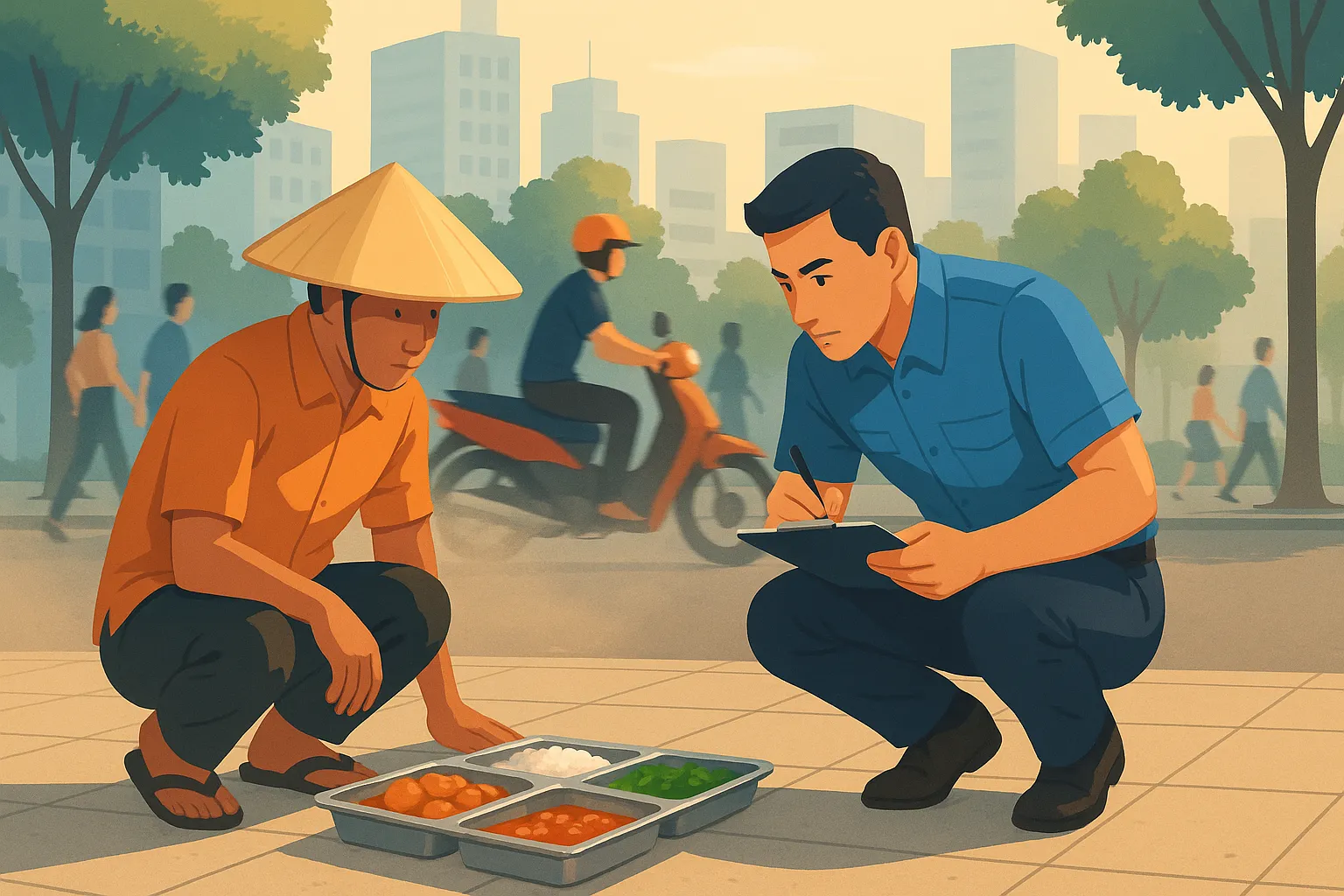 Bày bán thức ăn dưới đất có vi phạm pháp luật không?