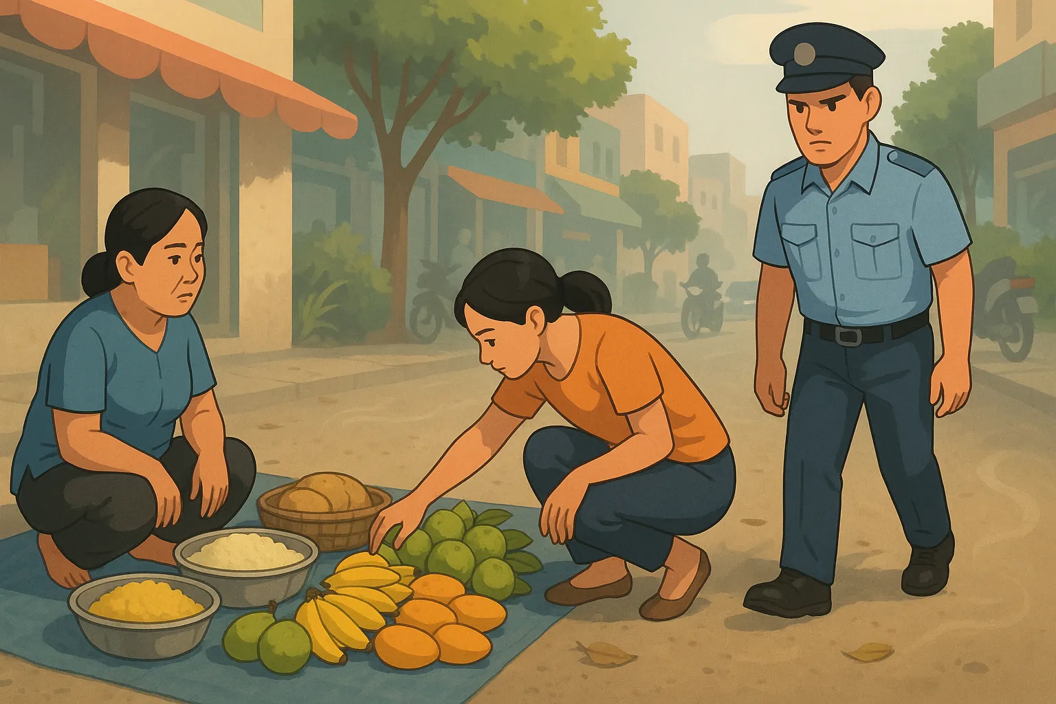 Bày bán thức ăn dưới đất có vi phạm pháp luật không?