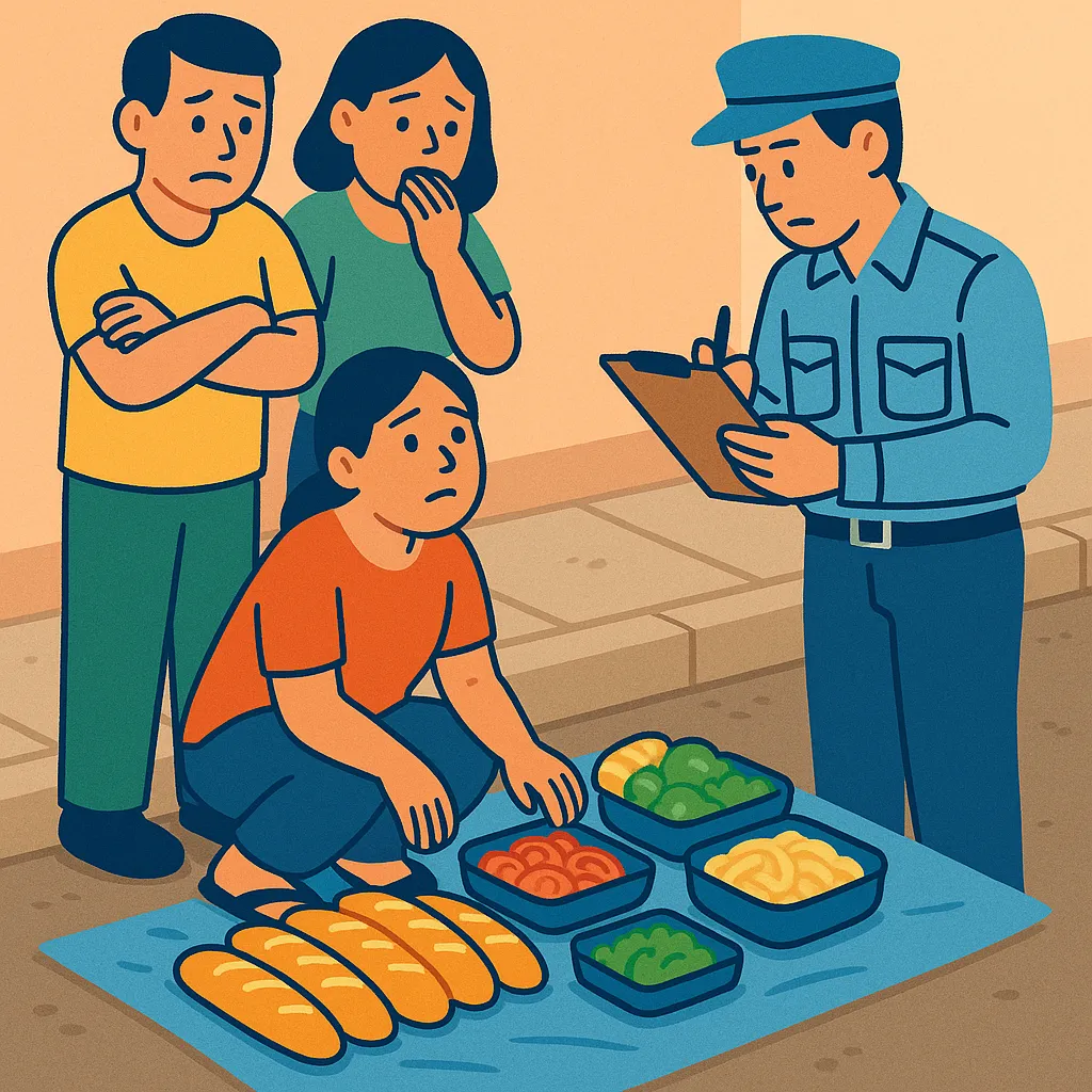 Bày bán thức ăn dưới đất có vi phạm pháp luật không?