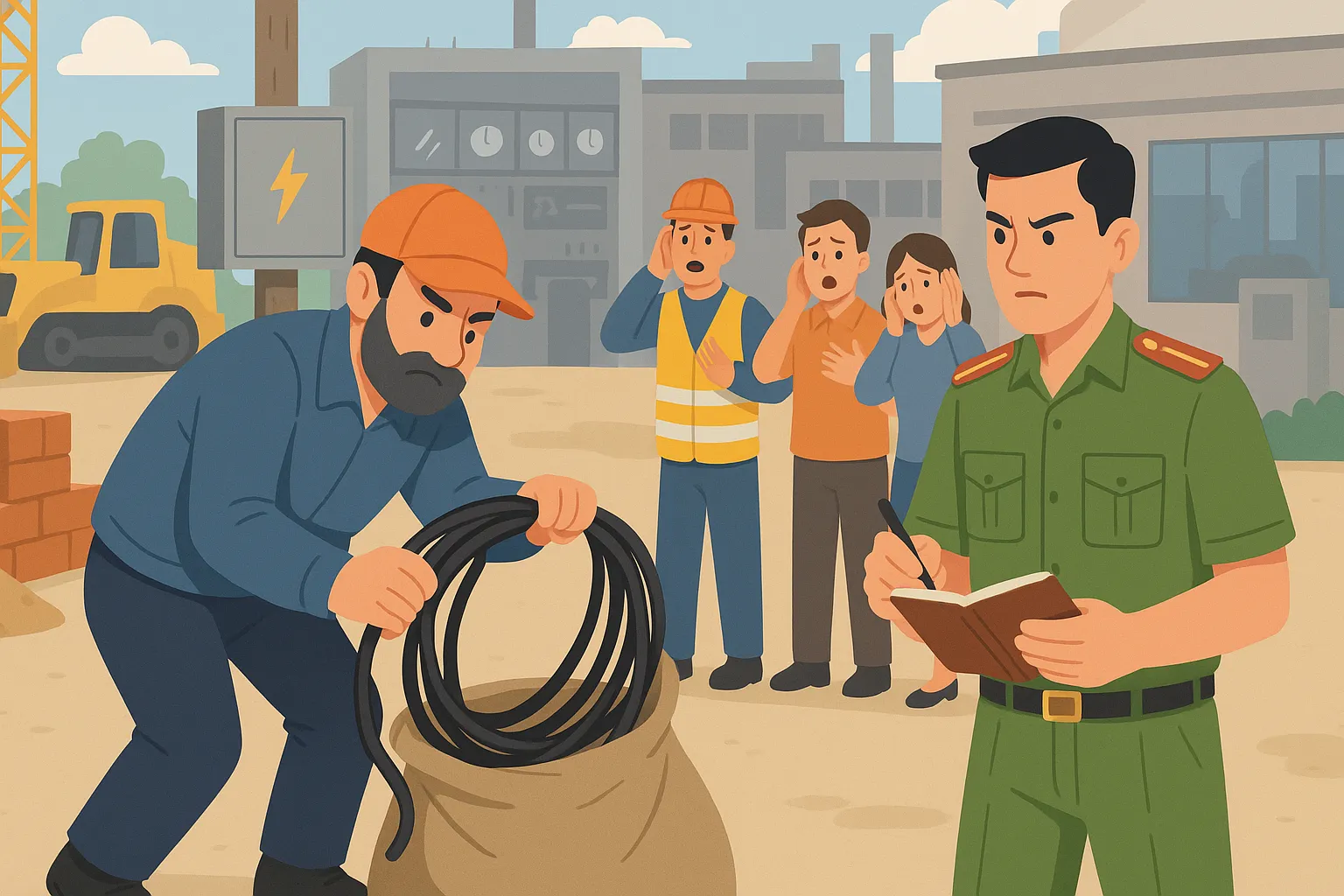 Cắt trộm dây cáp điện để bán phế liệu có vi phạm pháp luật không? Trả lời vắn tắt: Hành vi cắt trộm dây cáp điện để bán phế liệu là vi phạm pháp luật