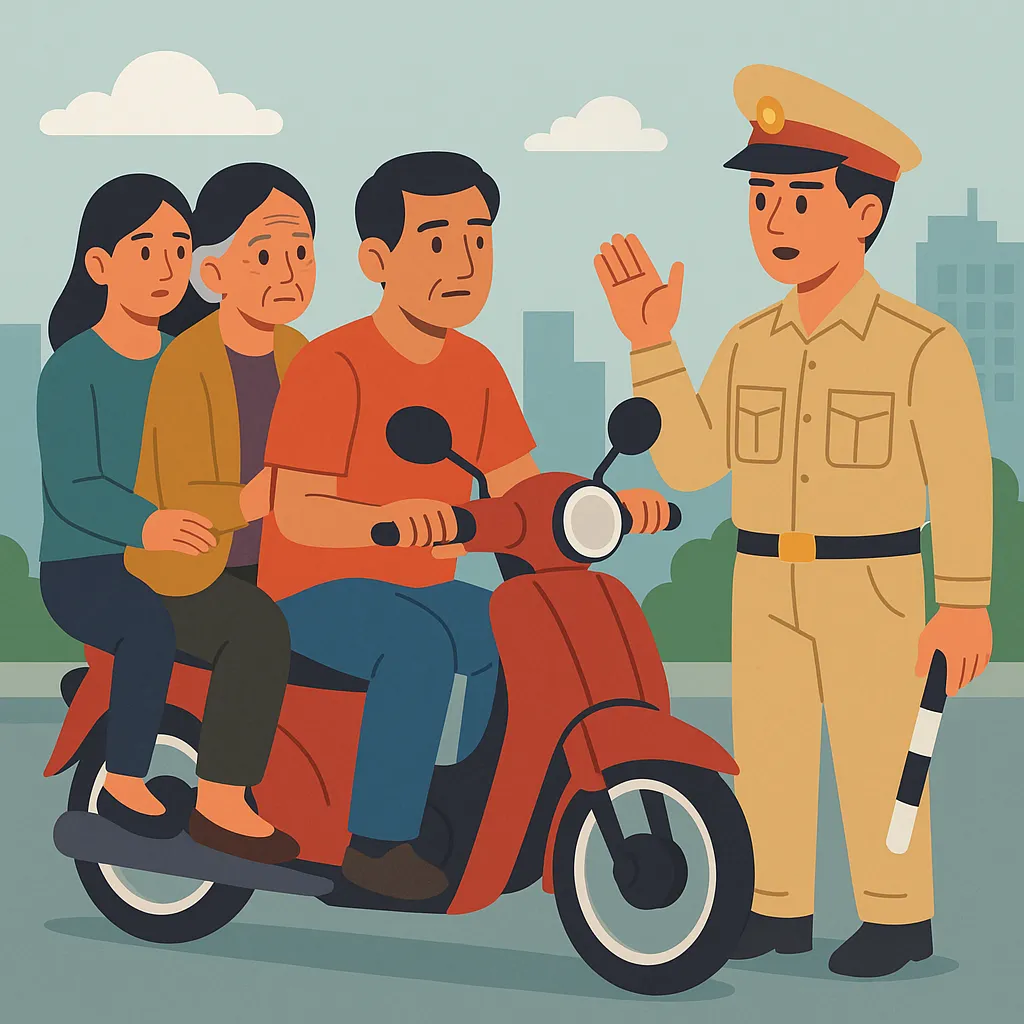 Khi nào xe máy có thể chở quá số người quy định?