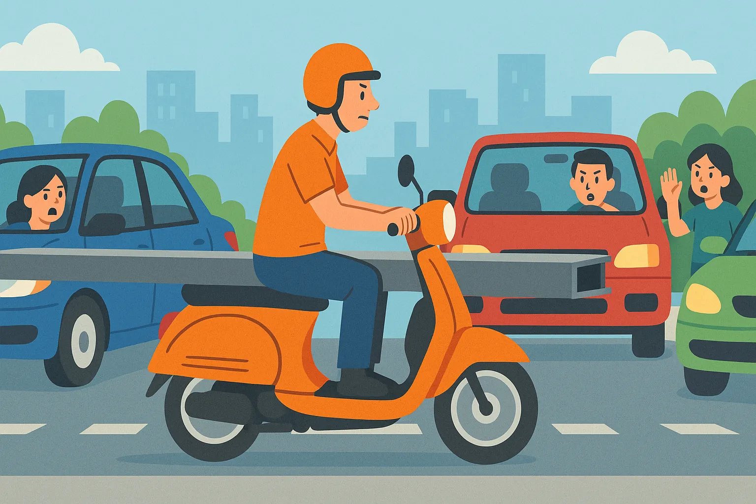 Xe máy chở sắt thép gây cản trở giao thông có vi phạm pháp luật không?