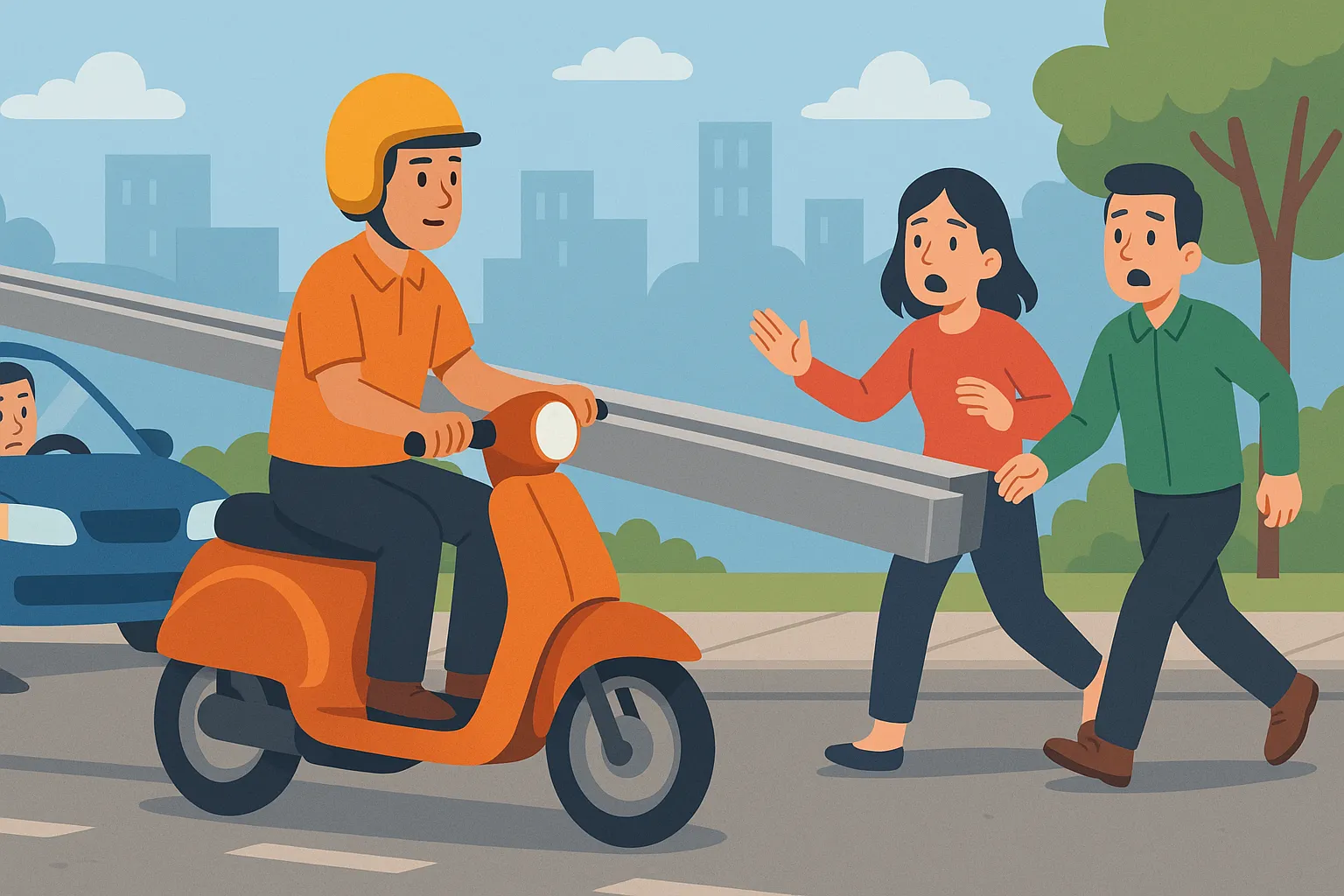 Xe máy chở sắt thép gây cản trở giao thông có vi phạm pháp luật không?