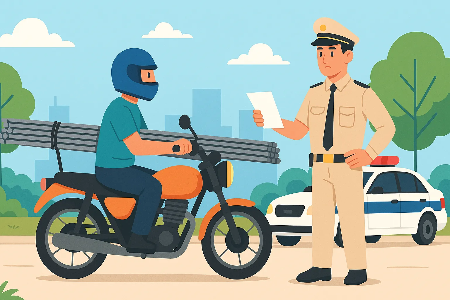 Xe máy chở sắt thép gây cản trở giao thông bị xử phạt bao nhiêu?