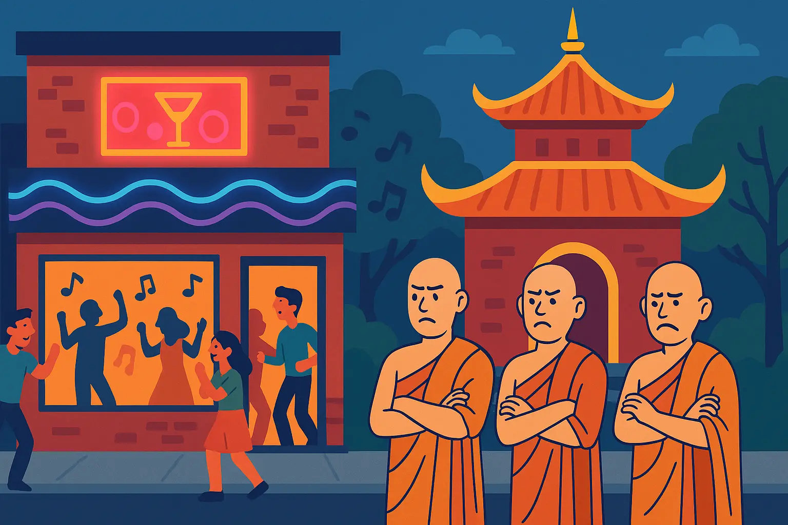 Có được kinh doanh quán bar cách chùa 100 mét không?