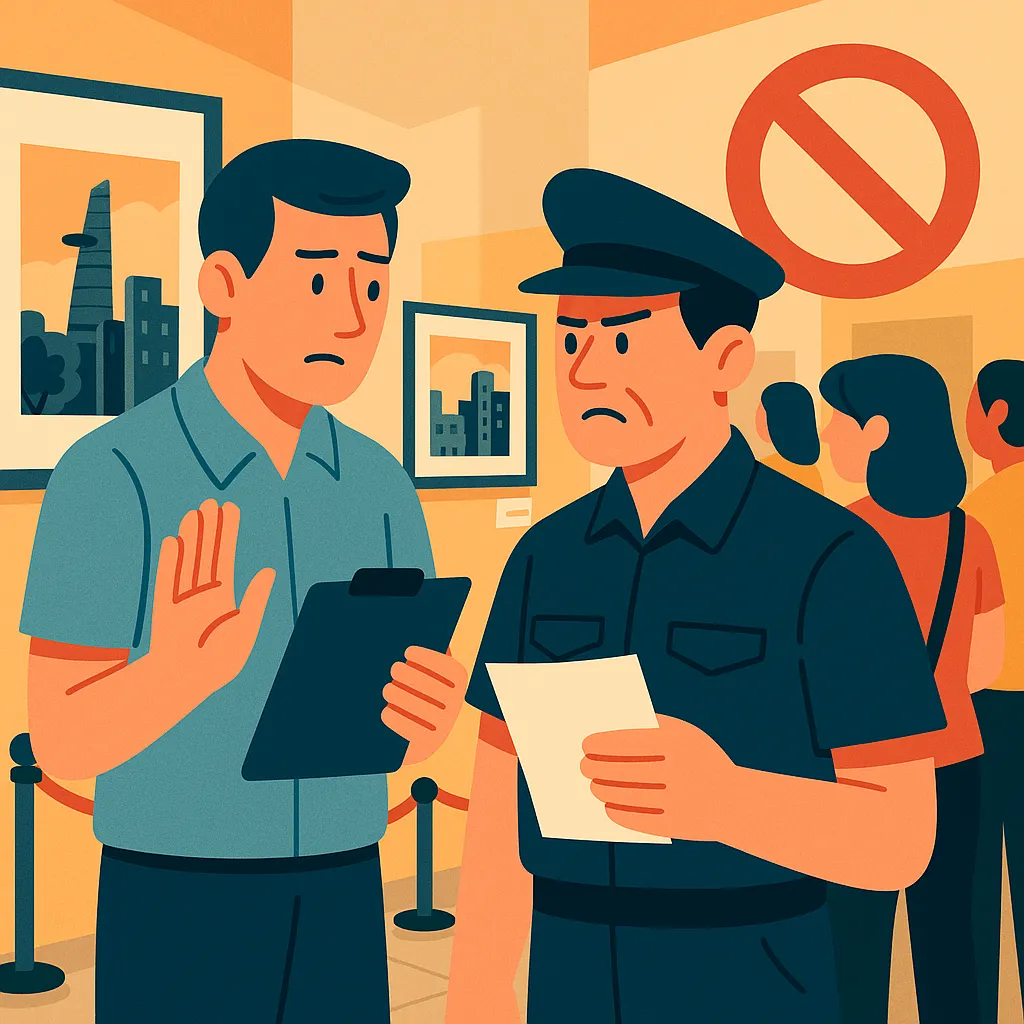 Tổ chức triển lãm không thông báo cho cơ quan nhà nước có thẩm quyền có vi phạm pháp luật không?