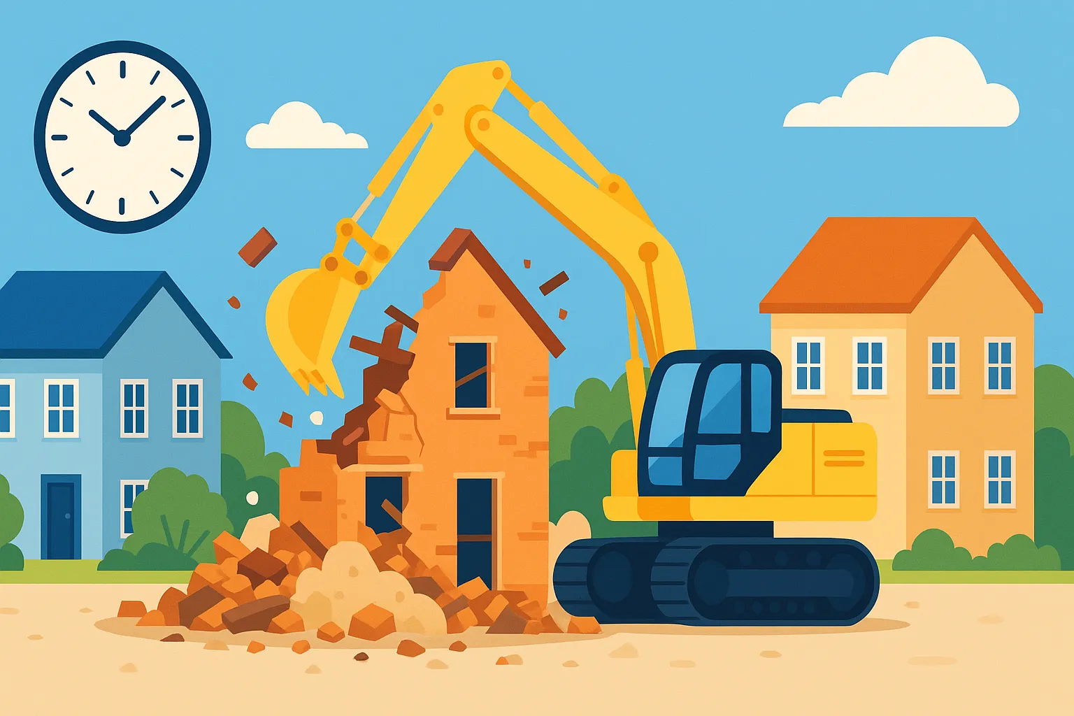 Việc phá dỡ nhà ở nằm trong khu dân cư phải được thực hiện ngoài khung giờ nào?