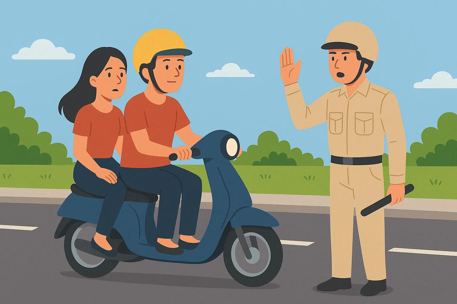 Người ngồi phía sau xe máy có phải đội nón bảo hiểm không?